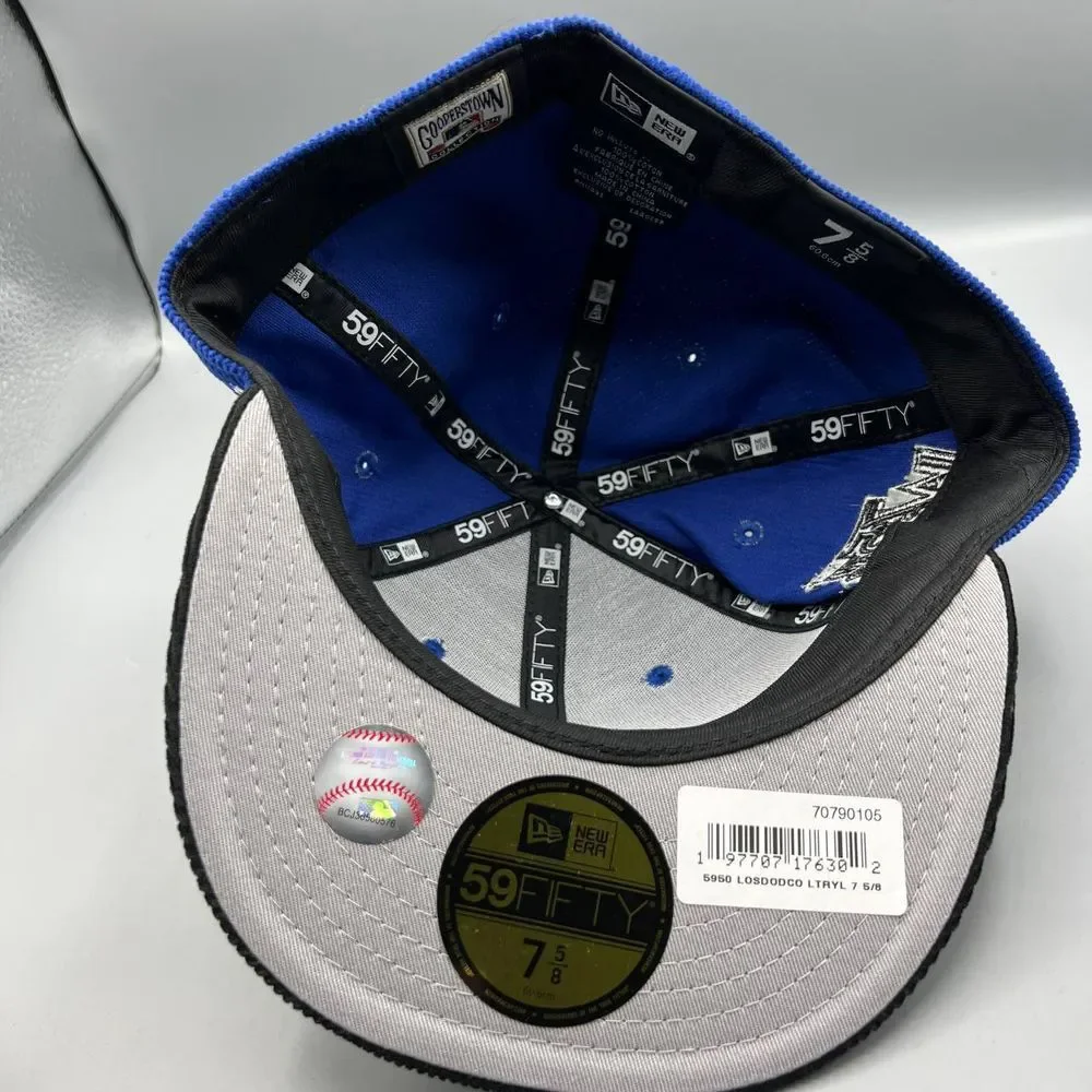 Los Angeles LA Dodgers Hat Men‎ 7 5/8 Corduroy 59Fifty New Era Fitted Cap New